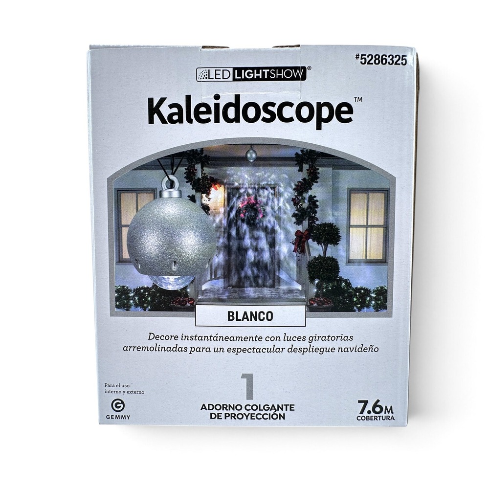 Gemmy Kaleidoscope LED Lightshow Hanging Projection Christmas Ornament White NEW